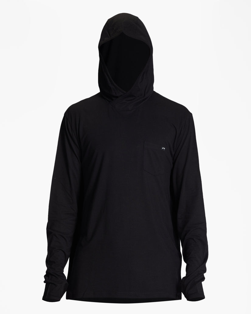 Eclipse Hooded Long Sleeve Surf T-Shirt - Black