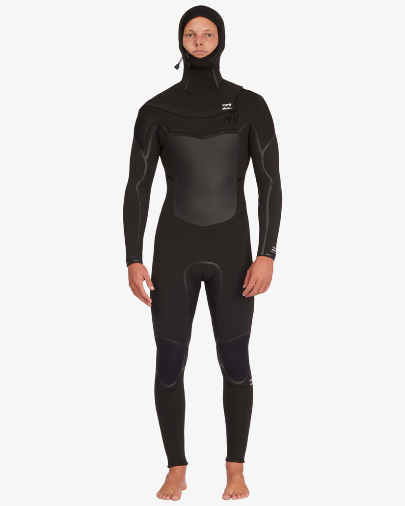 5/4 Absolute Plus Chest Zip Hooded Full Wetsuit - Black