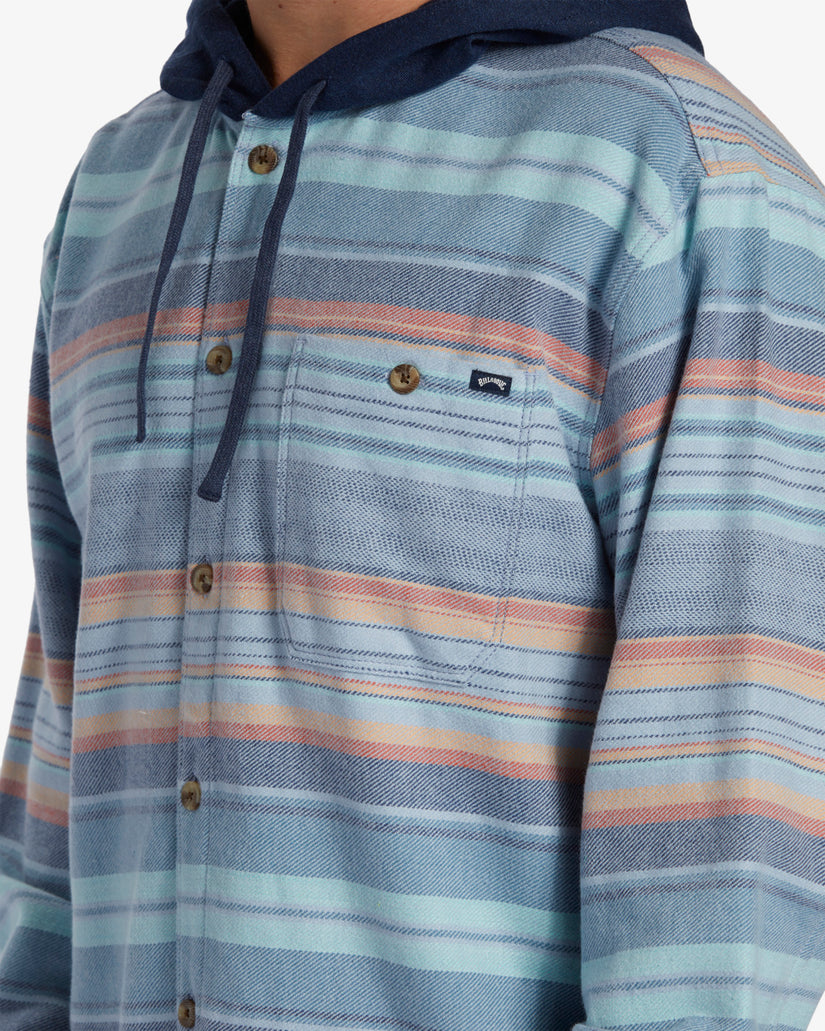 Baja Hooded Flannel Shirt - Maya Blue