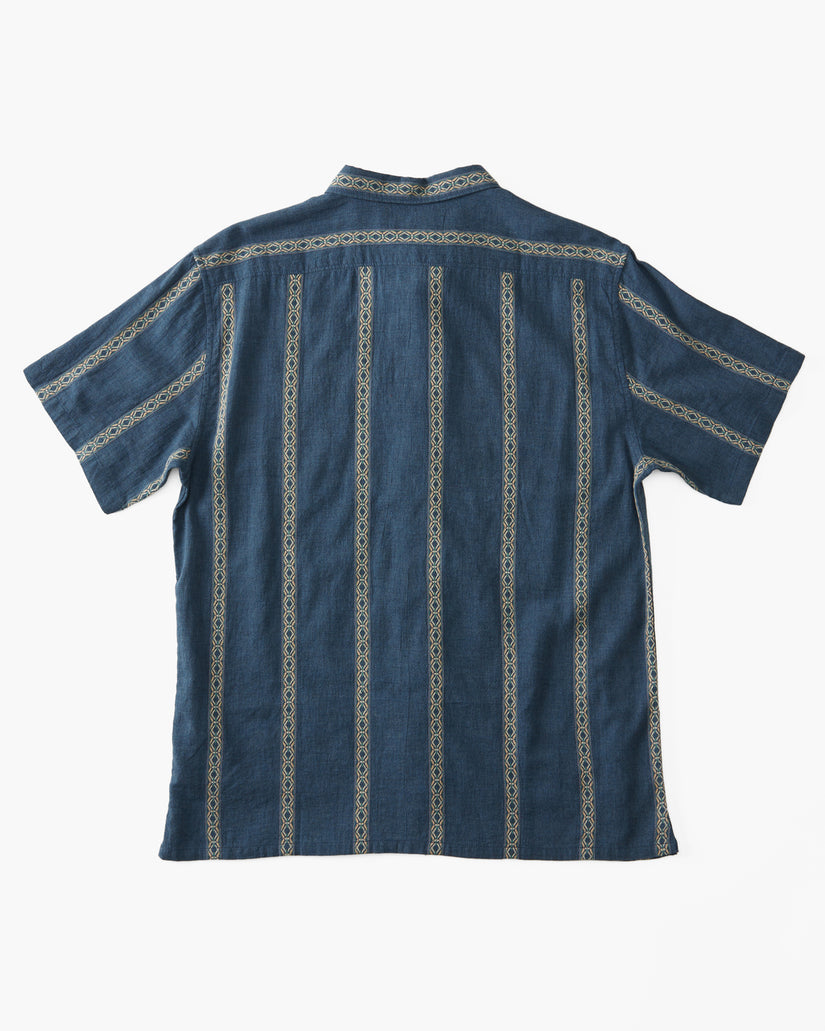 Sundays Jacquard Short Sleeve Shirt - Navy