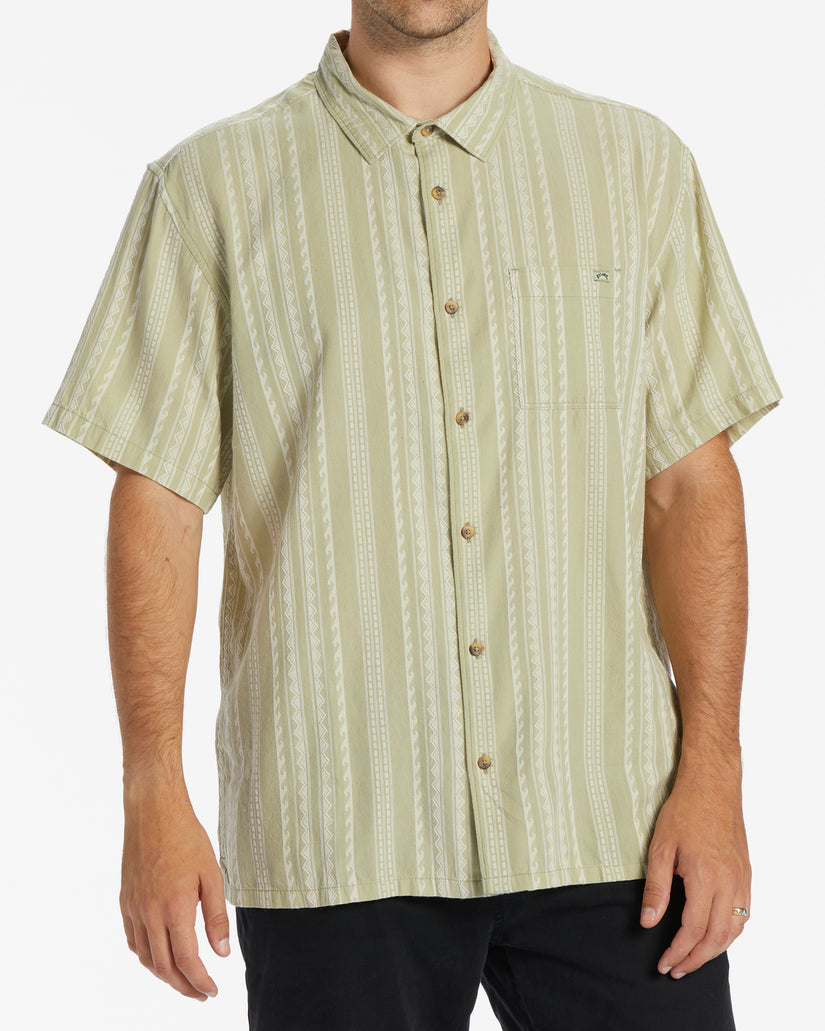 Sundays Jacquard Short Sleeve Shirt - Sage