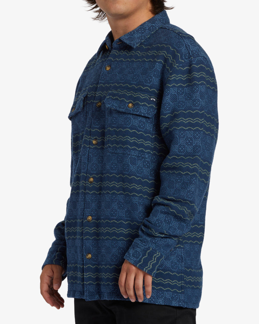 Offshore Jacquard Flannel Long Sleeve Shirt - Dark Blue