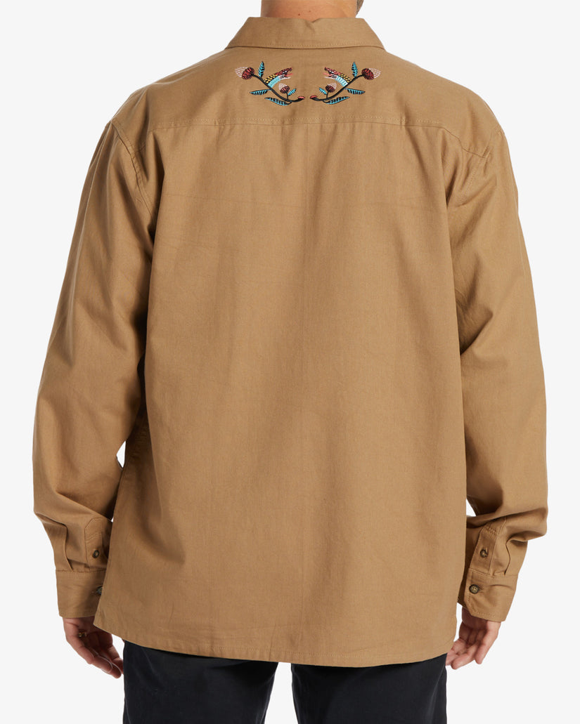 Zeledon Solid Flannel Long Sleeve Shirt - Gravel