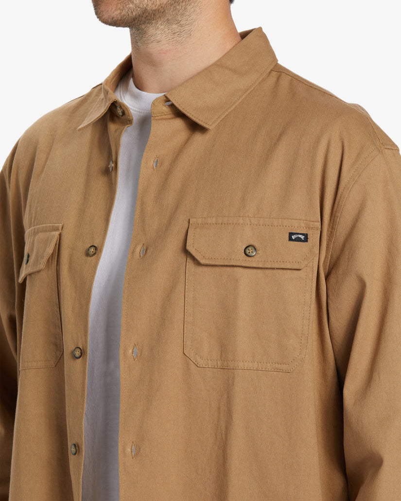 Zeledon Solid Flannel Long Sleeve Shirt - Gravel