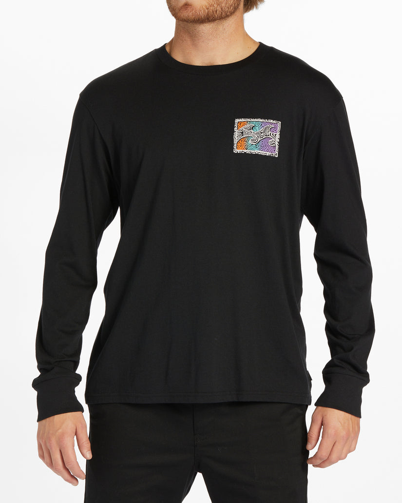 Crayon Wave Long Sleeve T-Shirt - Black