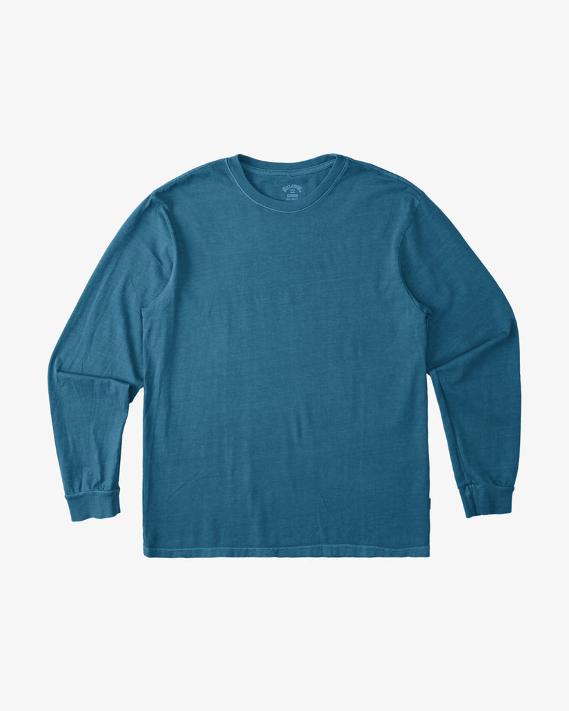 Essential Wave Washed Long Sleeve T-Shirt - Smoke Blue