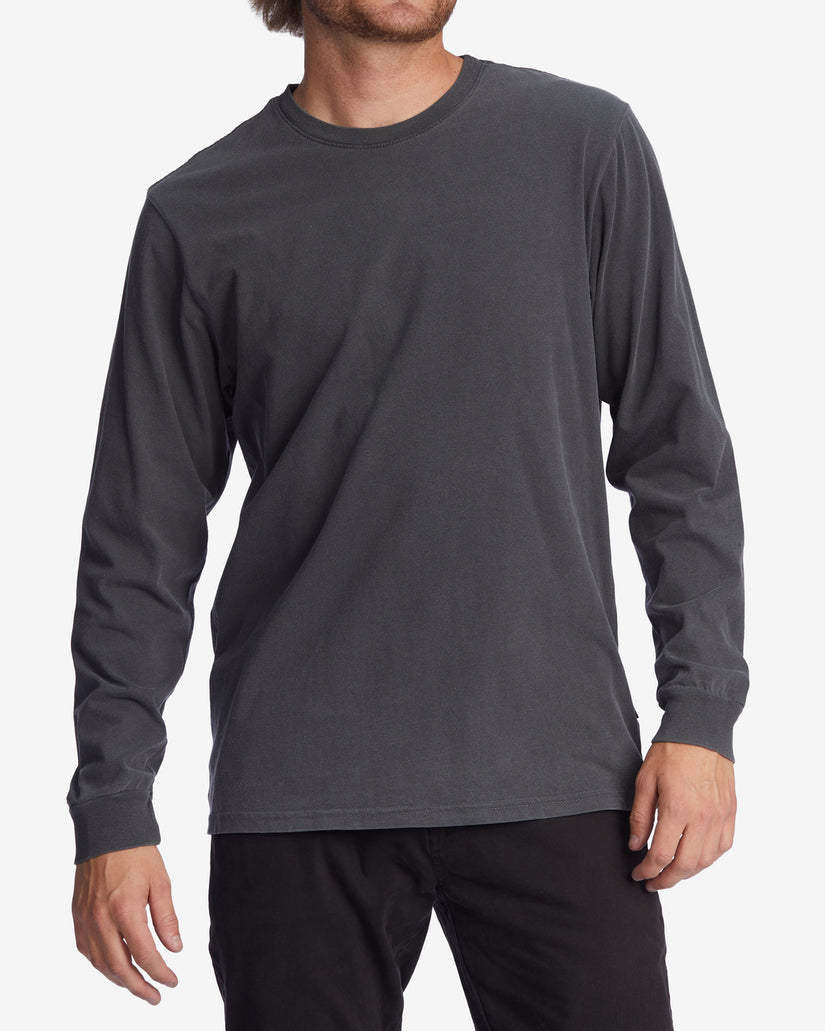 Essential Wave Washed Long Sleeve T-Shirt - Charcoal