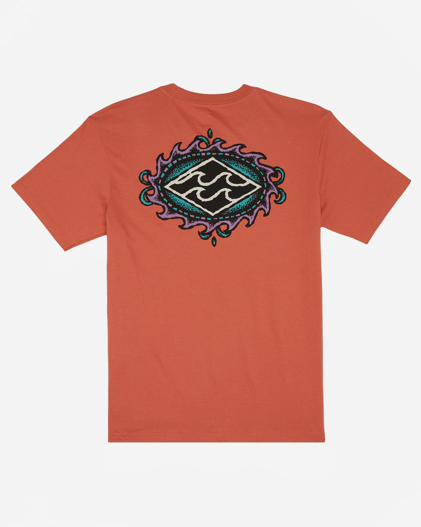 Crayon Wave Short Sleeve T-Shirt - Coral