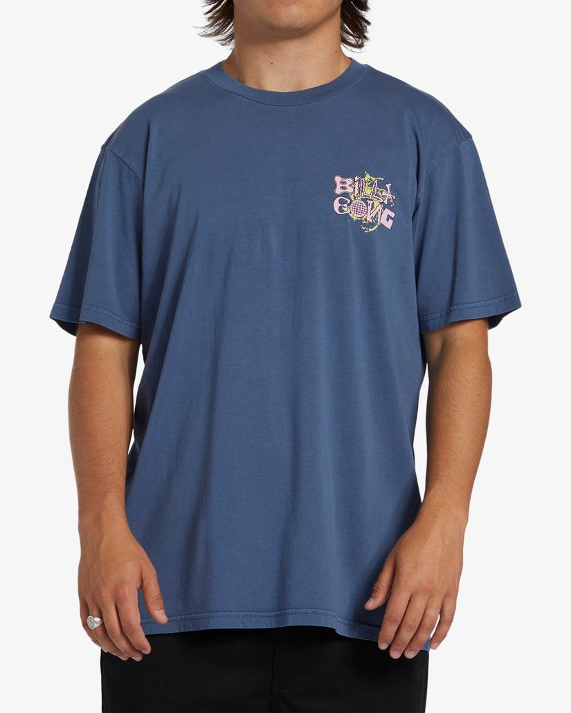 High Tide Short Sleeve Wave Washed T-Shirt - Slate Blue