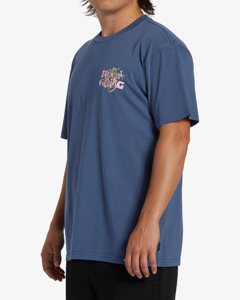 High Tide Short Sleeve Wave Washed T-Shirt - Slate Blue