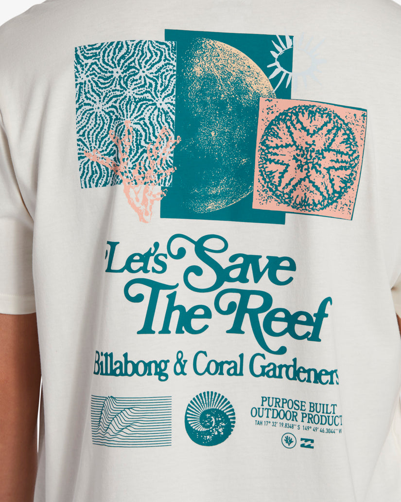 Billabong Short Sleeve Let's Save The Reef T-Shirt, Mens, S, Off-White