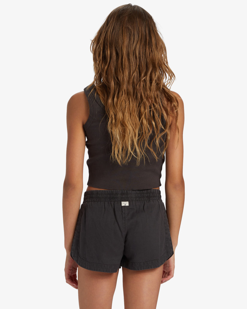 Mad For You Elastic Waist Shorts - Off Black